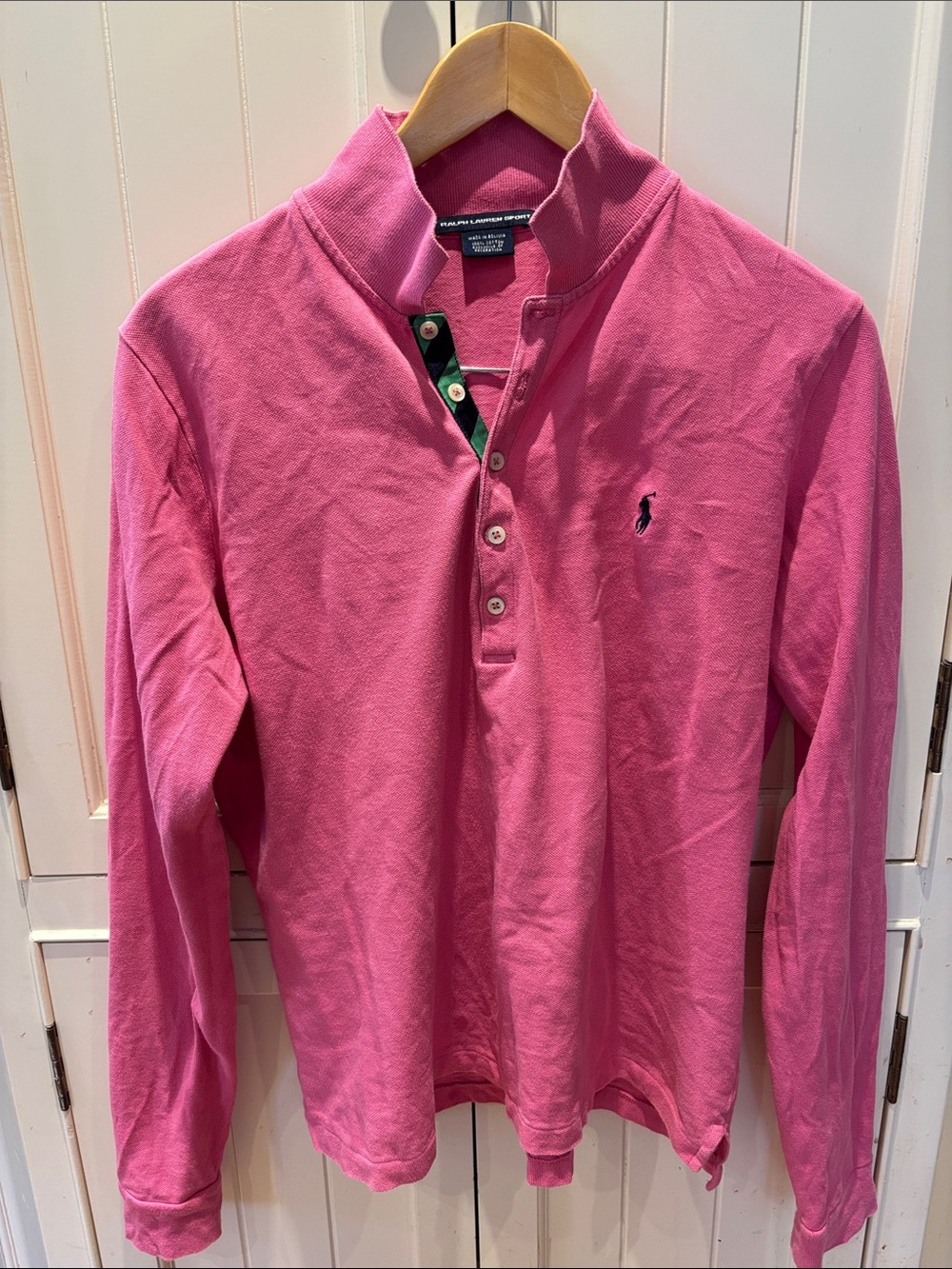 Ralph Lauren Pink Button-Front Long Sleeve Polo